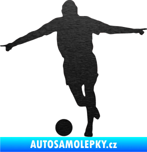 Samolepka Fotbalista 015 levá škrábaný kov černý