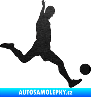 Samolepka Fotbalista 023 pravá škrábaný kov černý