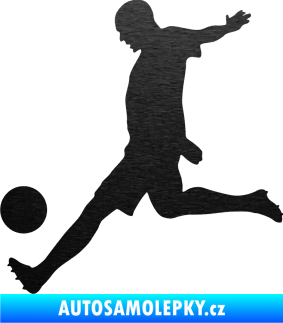 Samolepka Fotbalista 028 levá škrábaný kov černý