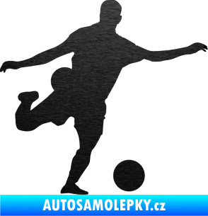 Samolepka Fotbalista 032 pravá škrábaný kov černý