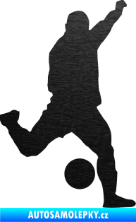 Samolepka Fotbalista 041 pravá škrábaný kov černý
