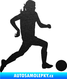 Samolepka Fotbalistka 001 pravá škrábaný kov černý