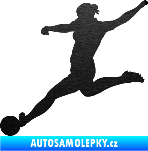 Samolepka Fotbalistka 002 levá škrábaný kov černý