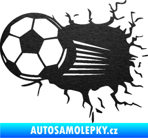 Samolepka Fotbalový míč 005 levá škrábaný kov černý