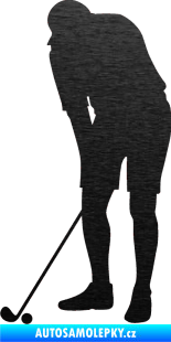 Samolepka Golfista 007 levá škrábaný kov černý