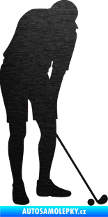 Samolepka Golfista 007 pravá škrábaný kov černý