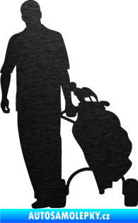 Samolepka Golfista 009 levá škrábaný kov černý