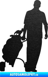 Samolepka Golfista 009 pravá škrábaný kov černý