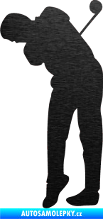 Samolepka Golfista 013 levá škrábaný kov černý