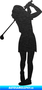Samolepka Golfistka 014 levá škrábaný kov černý