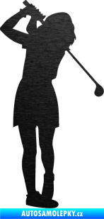 Samolepka Golfistka 014 pravá škrábaný kov černý
