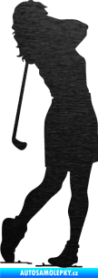 Samolepka Golfistka 015 levá škrábaný kov černý