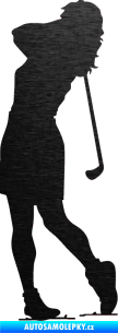 Samolepka Golfistka 015 pravá škrábaný kov černý