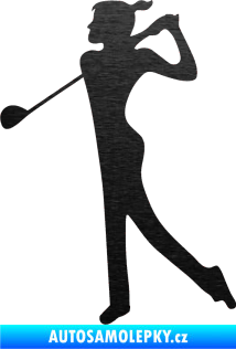 Samolepka Golfistka 016 levá škrábaný kov černý