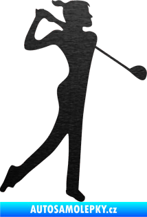Samolepka Golfistka 016 pravá škrábaný kov černý