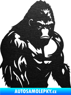 Samolepka Gorila 004 pravá škrábaný kov černý