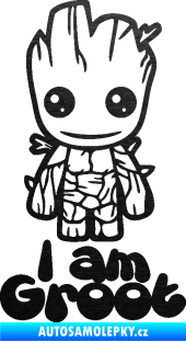 Samolepka Groot 001 levá s nápisem škrábaný kov černý