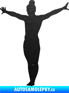Samolepka Gymnastka 002 levá škrábaný kov černý