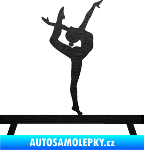Samolepka Gymnastka 003 pravá kladina škrábaný kov černý