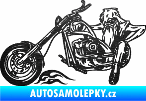 Samolepka Harley 001 levá škrábaný kov černý