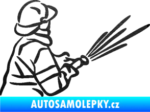 Samolepka Hasič 015 pravá škrábaný kov černý