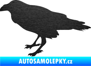 Samolepka Havran 001 levá škrábaný kov černý