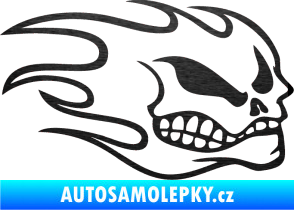 Samolepka Head - lebka- pravá škrábaný kov černý