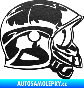 Samolepka Helma pravá škrábaný kov černý