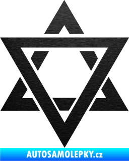 Samolepka Hexagram škrábaný kov černý