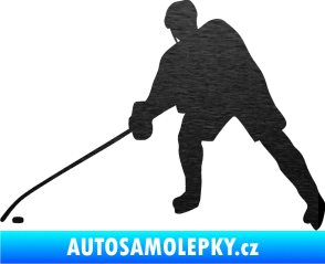 Samolepka Hokejista 002 levá škrábaný kov černý