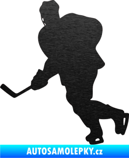 Samolepka Hokejista 009 levá škrábaný kov černý