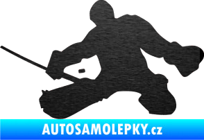 Samolepka Hokejista 015 levá brankář škrábaný kov černý
