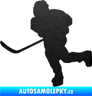 Samolepka Hokejista 017 levá škrábaný kov černý