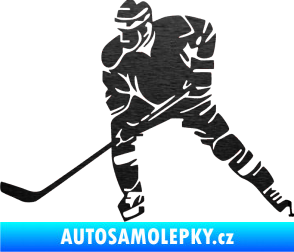 Samolepka Hokejista 026 levá škrábaný kov černý