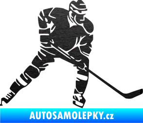 Samolepka Hokejista 026 pravá škrábaný kov černý