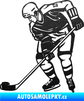 Samolepka Hokejista 029 levá škrábaný kov černý