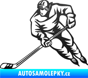 Samolepka Hokejista 030 levá škrábaný kov černý