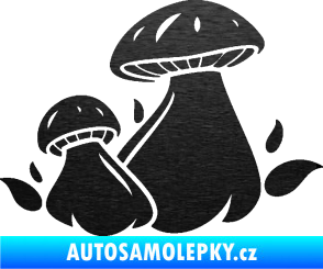 Samolepka Houby 002 pravá škrábaný kov černý