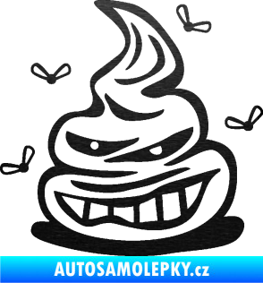 Samolepka Hovínko s mouchami levá škrábaný kov černý