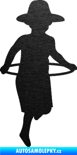 Samolepka Hula Hop 001 pravá dítě s obručí škrábaný kov černý