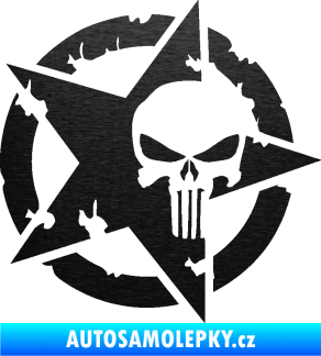 Samolepka Hvězda army 004 Punisher škrábaný kov černý