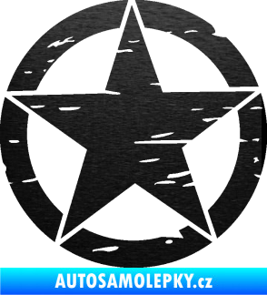 Samolepka Hvězda army 005 narušená škrábaný kov černý
