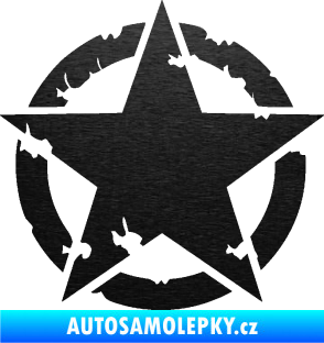 Samolepka Hvězda US Army 003 narušená škrábaný kov černý