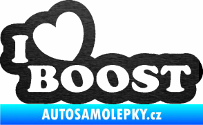 Samolepka I love boost 001 škrábaný kov černý