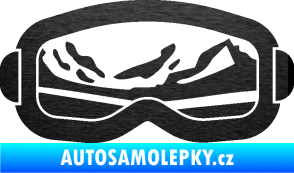 Samolepka I love snow brýle pravá škrábaný kov černý