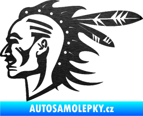 Samolepka Indián 003 levá škrábaný kov černý