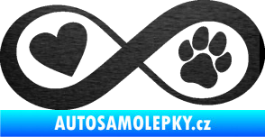 Samolepka Infinity 002 srdce a tlapka levá škrábaný kov černý