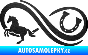 Samolepka Infinity 005 levá koník s podkovou škrábaný kov černý