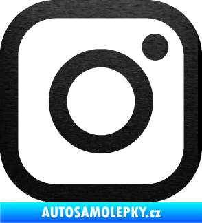 Samolepka Instagram logo škrábaný kov černý