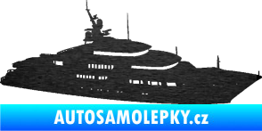Samolepka Jachta 003 pravá škrábaný kov černý